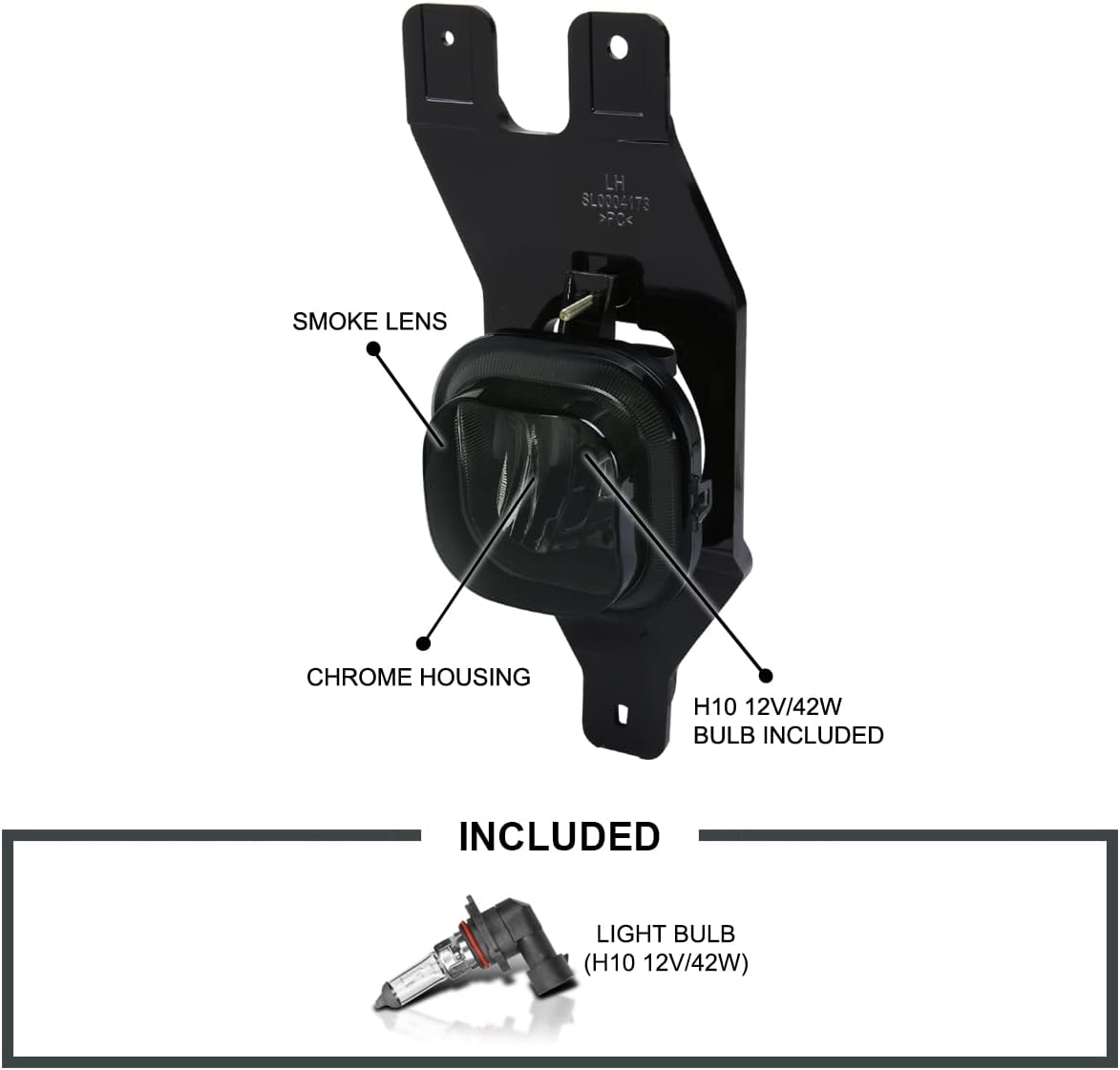 Spec-D Tuning Smoke Bumper Fog Lights+Switch Compatible with Ford F250 F350 SuperDuty 1999-2004, 00-04 Excursion, L+R Pair Assembly