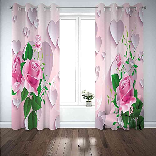 Rideau occultant à oeillets rose thermique isolant phonique lot de 2