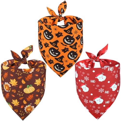 Doncida Halloween Dog Bandana and Thanksgiving Christmas Dog Band...