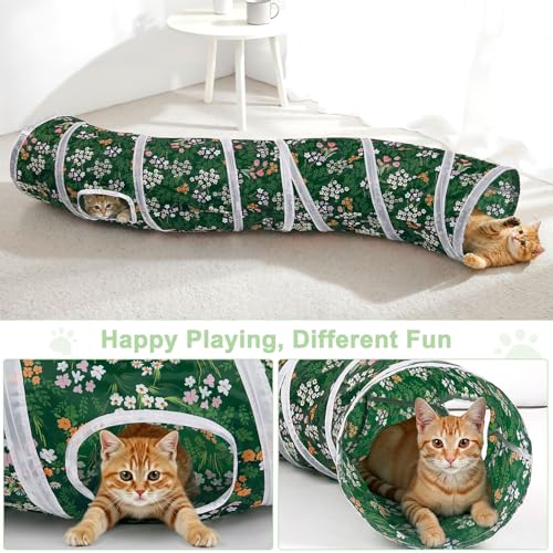 Image of Glittme Cat Tunnel, Cat Tunnels for Indoor Cats, S-Shape Peekaboo Cat Cave with Cat Toys, Foldable Cat Tubes and Tunnels for Cats, Rabbit, Puppy, Guinea Pig