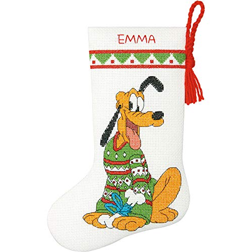 Dimensions Pluto Christmas Stocking Counted Cross Stitch Kit for Beginners, 14 Count White Aida Cloth, 10''L