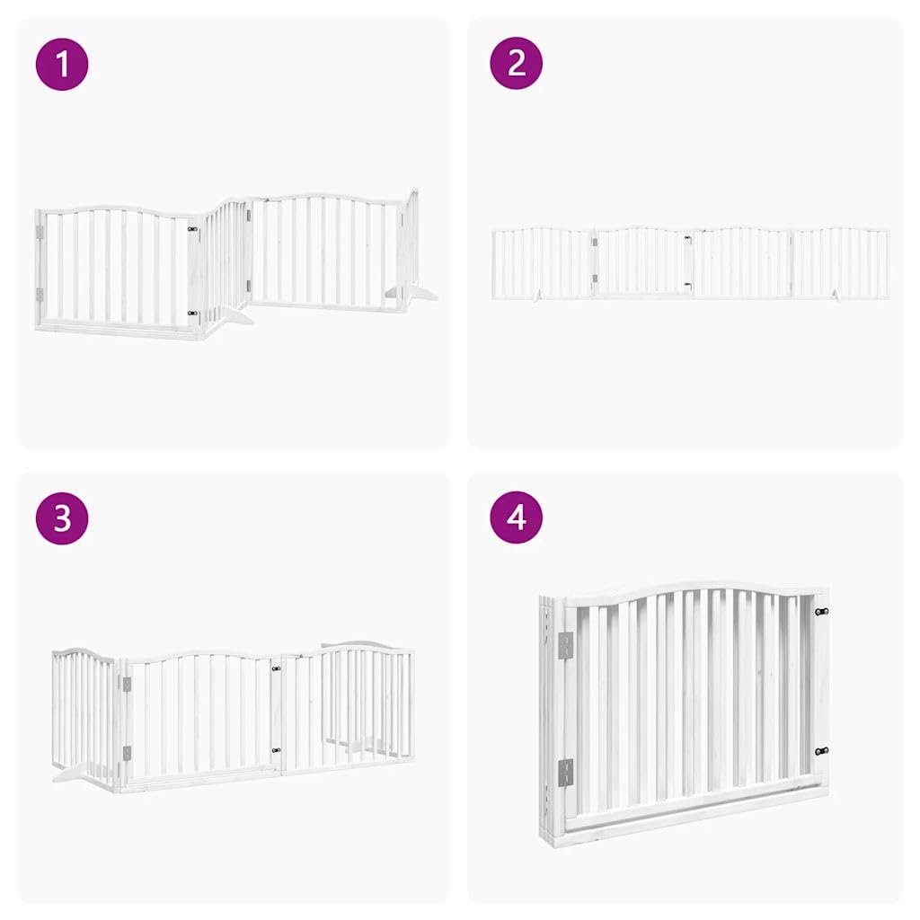vidaXL Puerta para Perros Plegable 4 Paneles Madera álamo Blanca 320cm