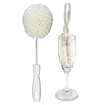 Set of 2 Crystal Stemware & Goblet Glass Cleaning Brush Kit - Non-Scratch Foam Wine Glass Brushes for Washing Glasses, Decanter, Mug, Stemware - for Home, Restaurant, Bar, Hotel - by FryOilSaver Co.