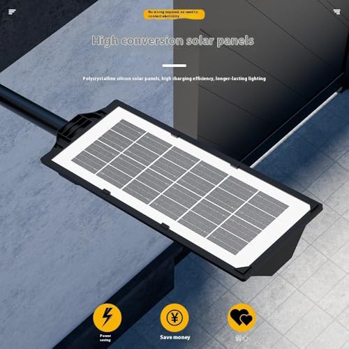 Image of SHOPOGENIX Solar Powered Street Light Outdoor | Ultra Bright LED Security Lamp with Motion Sensor | Auto Dusk to Dawn Waterproof Solar Light for Driveway, Backyard, Garden (10 Grid Led-FBA)