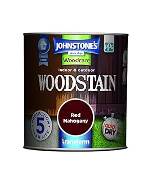 Johnstone’s - Interior & Exterior Woodstain - Red Mahogany | Weathershield, UV Resistant, Quick Drying in 4 hours, Durable & Flake-Resistan, 5 Years Protection | 250ml