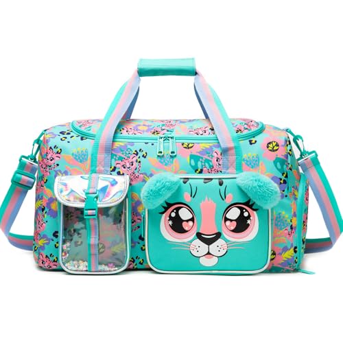Bolsa de viagem para crianças, meninas, bolsa de dança para meninas, meninos, bolsa noturna, bolsa de ginástica infantil, Oncinha verde