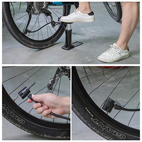 Bike Pump, Foot Activated Bicycle Pump, Portable Mini Bicycle Pump Fits Universal Presta And Schrader | Aluminum Alloy Bicycle Tire Pump For Road, Mountain And Bmx Bikes, Black #TOP6