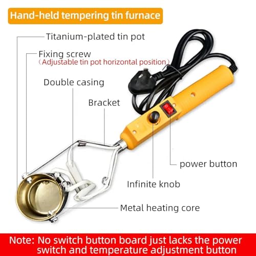 Kit de crisol de Plomo, Horno eléctrico para fundir Metales con Temperatura Ajustable de 150 a 450 °C, para fundición de Metales y Manualidades. (380W)