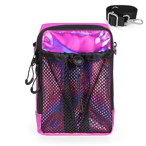 Geestock Mini Crossbody Bag With Water Bottle Pocket, Holographic Casual Sling Bag, Small Shoulder Bag for Men Women