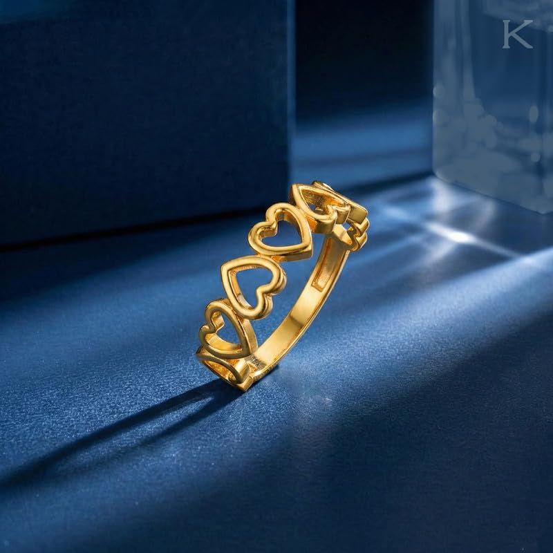 Image of KISNA 9KT / 14KT / 18KT HeartLink Yellow Gold Ring For Women | S14