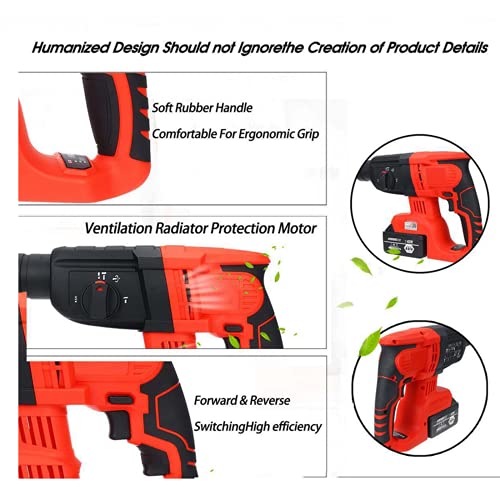 SXTYMV BohrhäMmer Schlagbohrmaschine Abbruchhammer Hammerbohrer BüRstenloser Wiederaufladbarer Elektrohammer… – Bild 7