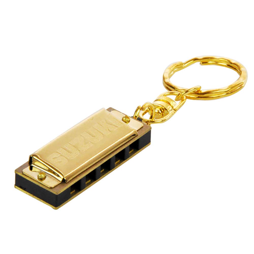 Harmonica 10 To 5 Holes Mini Harmonica Keychain Gold
