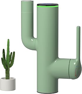 Bathroom Faucets, Cactus Design, Single-Hole with Water-Powered LED Temp...