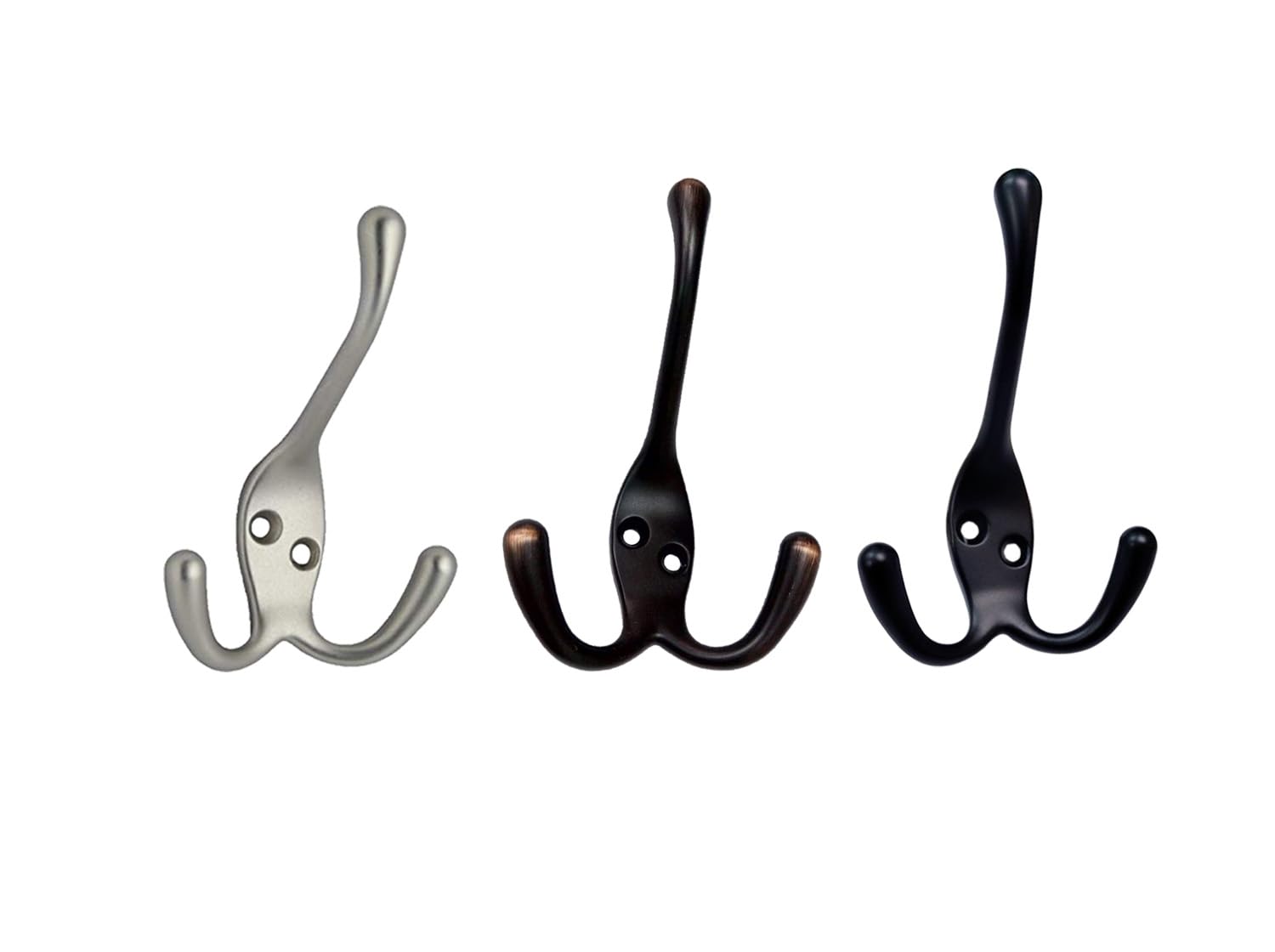 QCAA Haken, 3 Zinken, 10,2 cm, Zinkdruckguss, satiniertes Nickel 2pack (ORB)