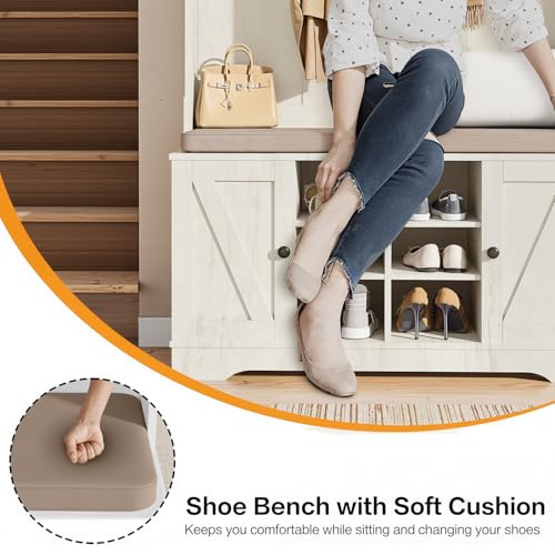 Image of Hall Tree with Bench Entryway Coat Rack with Shoe Storage