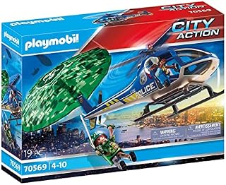 PLAYMOBIL City Action 70569 Policyjny śmigłowiec: Ucieczka ze spadochronem, od 4 lat