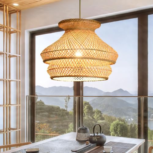 Suspension design double couche en bambou tressé main - 2