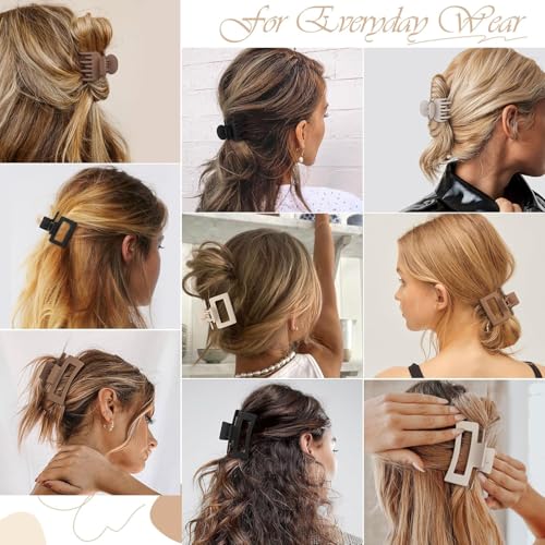 Image of ANNA CREATIONS 9 Pcs Korean Fashion Matte Hair Claw Clips Strong Hold Hair Clutcher for Thick & Thin Hair Accessories for Women & Girls