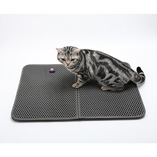 G&M only Cat Litter Mat/Estera de arena para Gatos,Doble Capa Secado Rápido - Super tamaño rectangular de 30"X 21.5",de doble capa no tóxico Durable Soft Light Litter Kitty Mat (Gris)