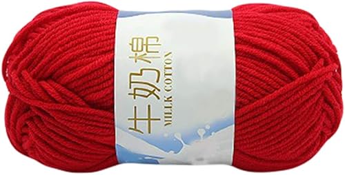 1.76 oz Mezcla de Algodón Crochet Tejer Ropa de Bebé Bufanda Sombrero Suéter Hilo de Lana Educación Juguete Almohada Rojo