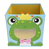 NEWSTYLE Foldable Kids' Toy Storage Bin Box - Cartoon Children Toys Chest and Closet Organizer - Smiling Frog