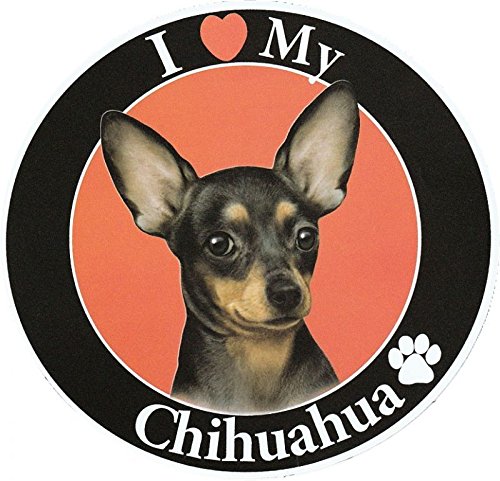 Chihuahua サークルマグネットステッカー：チワワ(ブラック) 画像イラスト入り 英語犬種名 Designed in the U.S.A [並行輸入品]