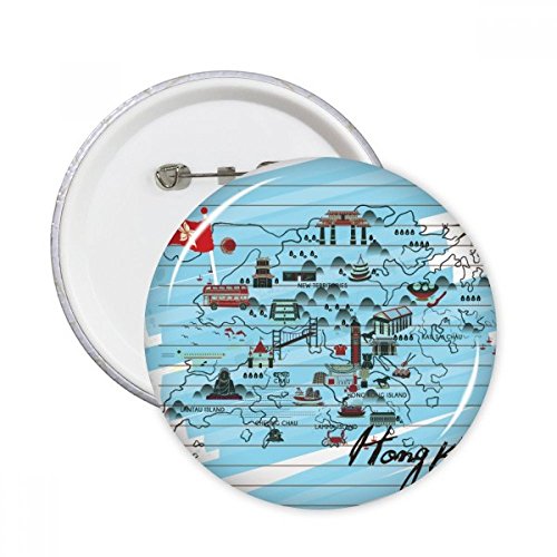 Pins Hong Kong badge bouton rond multicolore lot de 5 pièces cadeau idéal souvenir de voyage S