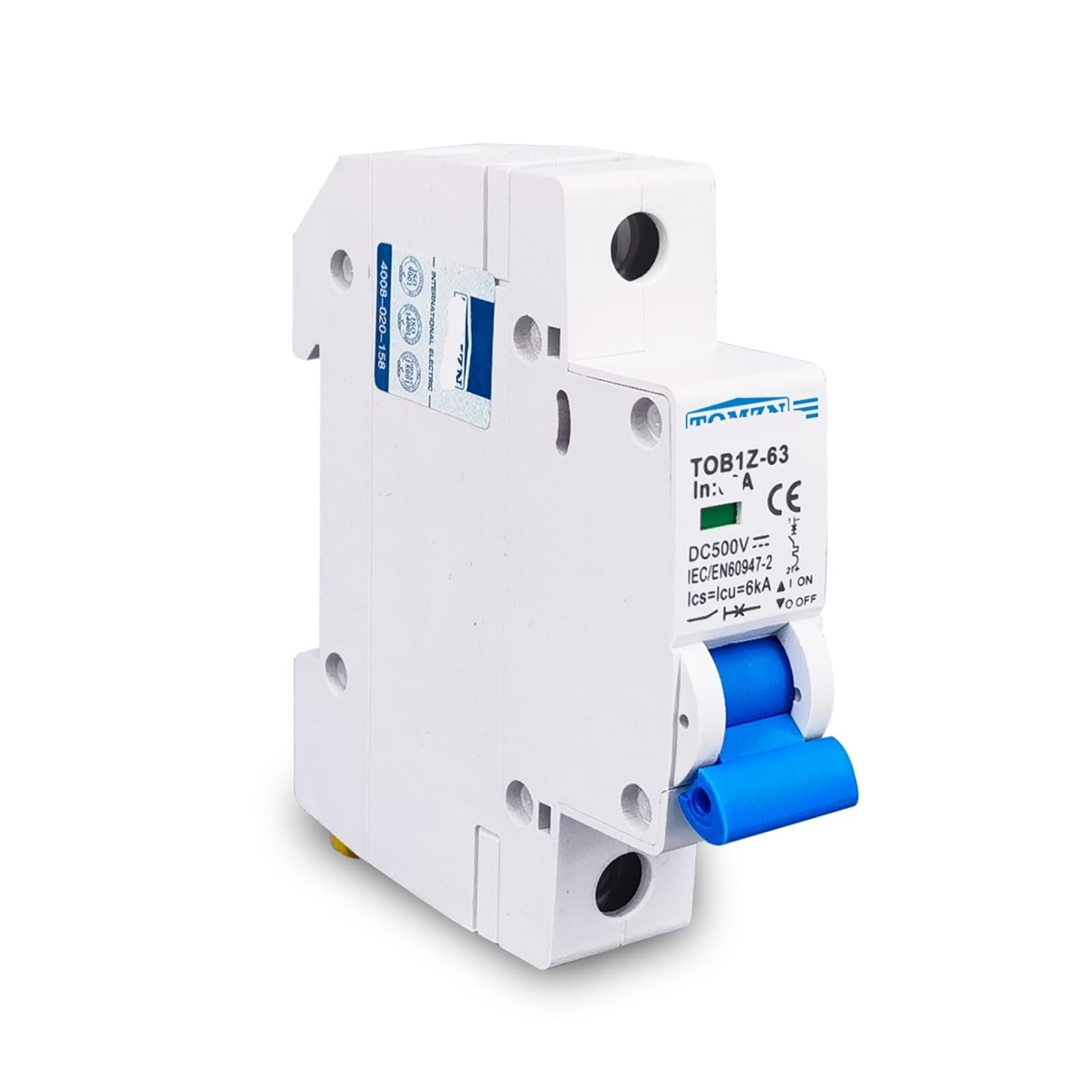 Interruttore automatico miniaturizzato 1P 2P DC 6KA 500V 3A 6A 10A 16A 20A 25A 32A 40A 50A 63A Connessione di tipo Y(1P,6A)