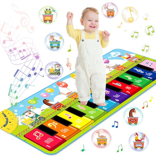 ZLPBAO Alfombra musical con 8 animales, gran juguete de baile, alfombra musical para piano, juguete para niños a partir de 1 año, regalo de cumpleaños para niños, con 7 instrumentos