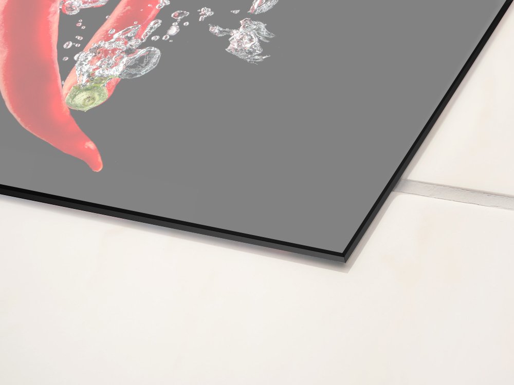 GRAZDesign Spritzschutz Glas Küche Herd Chili Rot Schwarz Küchenrückwand Glasrückwand 4mm ESG Glas 80x40cm