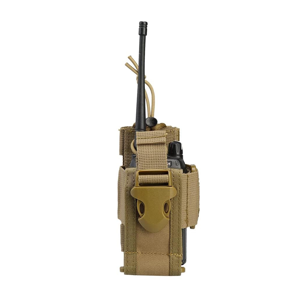 VIPERADE Bolsa para Walkie Talkie, Soporte para Radio MOLLE, Funda para Radio con Chaleco Ajustable, Funda para Radio con Soporte para Walkie Talkie, Bolsa para Radio Multifuncional -Caqui