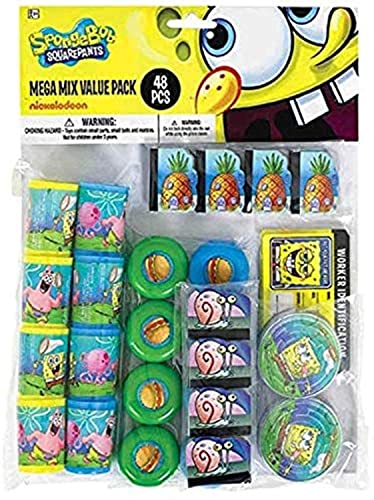 amscan Mega Mix Party Favor | SpongeBob Collection | Party Accessory,Multi Color,Assorted Sizes