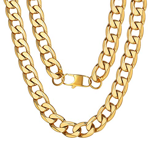 Gold Curb Chain for Men Heavy Women Jewelry Gifts 18K Necklace Chain