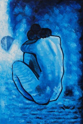 Blue Nude toile peinture à l'huile style Pablo Picasso 30x36 pouces pour déco chambre