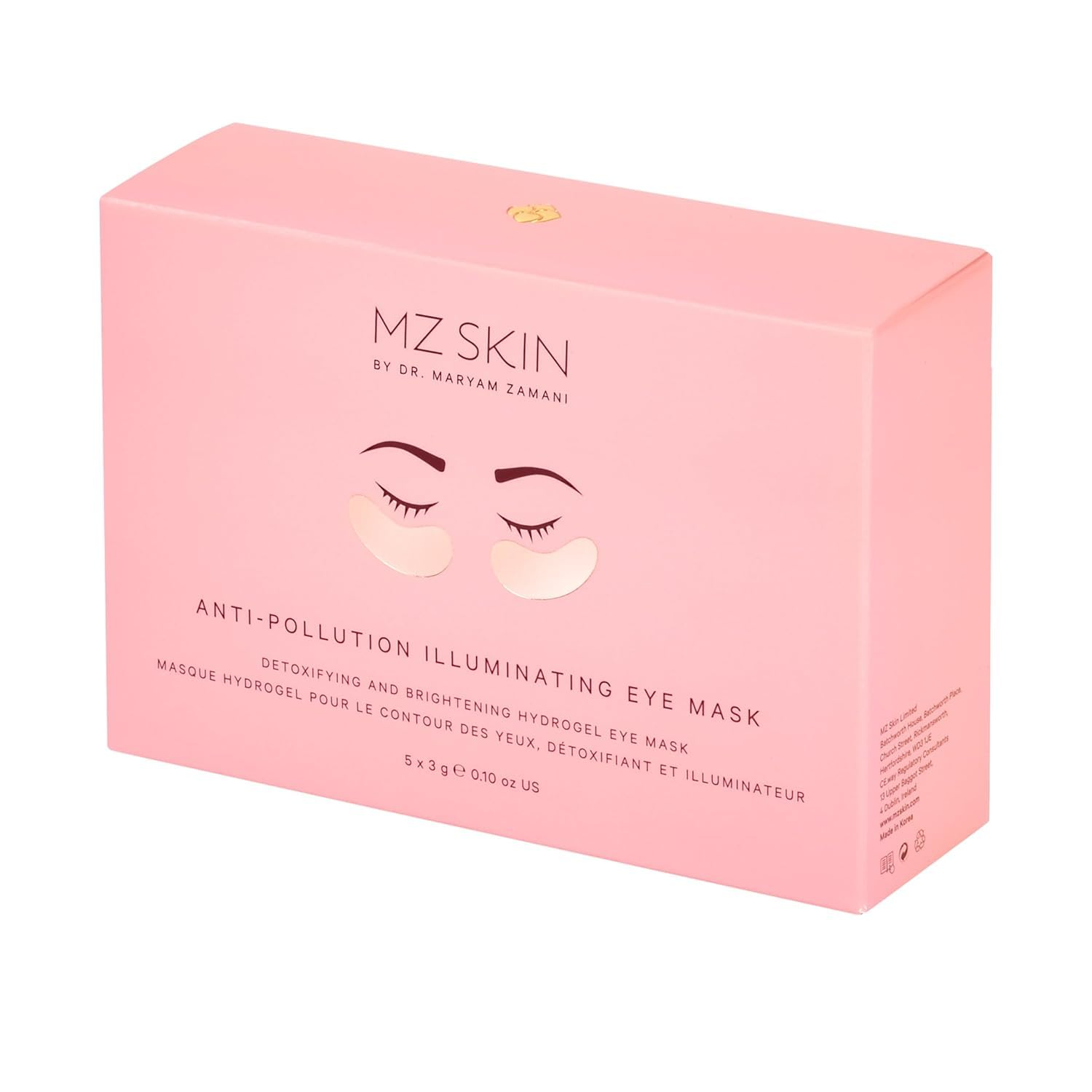 MZ SKIN Anti-Pollution Illuminating Eye Mask - Cooling Hydrogel Treatment for Bright Hydrated, Refreshed & Awakened Eyes, Anti-Fatigue, With Centella Asiatica and Hyaluronic Acid