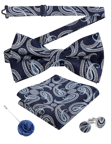 Image of Alizeal Mens 4pcs Vintage Paisley Bow Tie Set