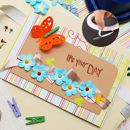 Mynoozi 3 Rollen doppelseitiges Klebeband, doppelseitiges Klebeband für Basteln, DIY, Fotos, Tapeten, Scrapbooking, Nähen, Handarbeit, Dekorationen, Gummistempel, Karten, Scha