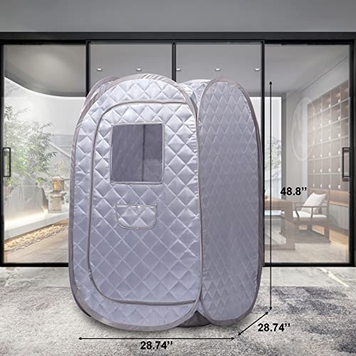 Smartmak Portable Sauna Tent, Foldable One Person Full Body Spa for Detox Therapy Without Steamer - Grey - Image 2