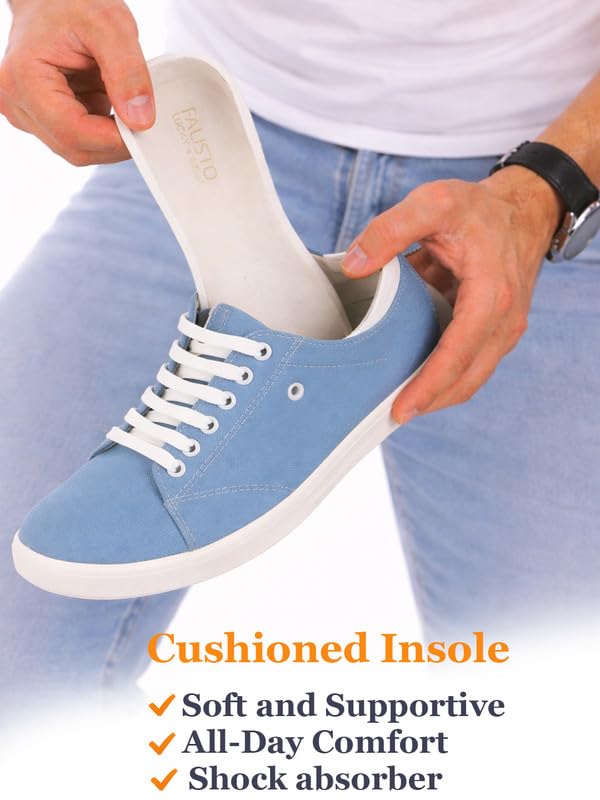 Image of FAUSTO Men Casual Classic Canvas /Fabric Sneaker Shoe | Lightweight Comfort Insole | Everyday 6-Eye Lace Up Shoes with Anti Skid TPR Sole