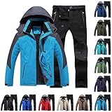 Conjunto Deporte Hombre Invierno, Pantalones De Esquí Hombre De Gran Tamaño, Chaqueta Con Capucha Abrigo Softshell Invierno Chaqueta Gruesa Caliente Conjunto Al Aire Libre Impermeable A Prueba Viento