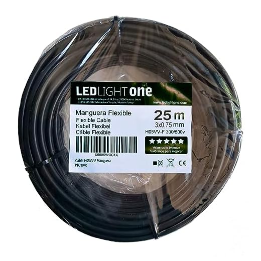 H05VV-F slangkabel, 3 x 0,75 mm, 25 m, svart