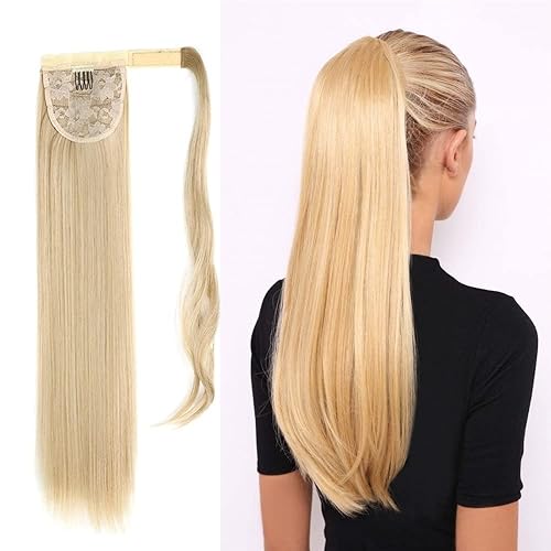 1 extensión de cola de caballo larga y recta, cola de caballo de 22 pulgadas, extensiones de cabello sintético con clip, extensiones de cabello para