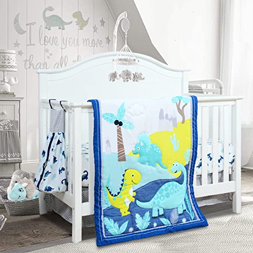 Suyfhdc Crib Bedding Set For Boys Girls, 4 Piece Crib Bedding Set, Standard Size Baby Bedding Set, Crib Quilt & Crib Sheet & Crib Skirt Included & Diaper Stacker #TOP1