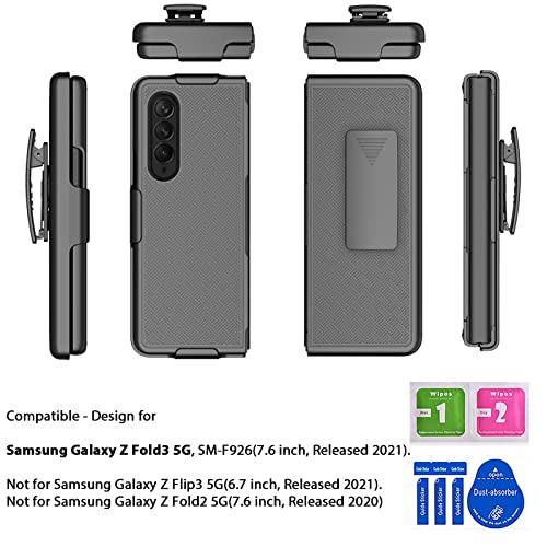 Ailiber Galaxy Z Fold3 5G Case, Galaxy Z Fold 3 5G Holster With Screen Protector, Swivel Belt Clip, Kickstand Holder Combo Cover, Slim Shockproof Shell Slide Pouch Phone Case For Samsung Z Fold3-Black #TOP1