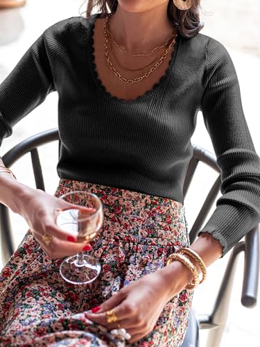 ANRABESS Womens Ribbed Fitted Sweater Long Sleeve Shirts Scoop Neck Lightweight Casual Knit Slim Tops 2025 Fall Outfits3