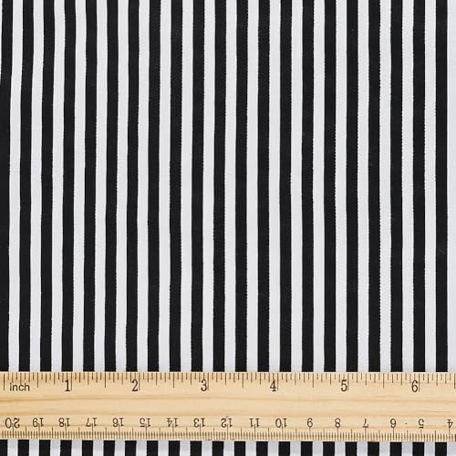 PH PandaHall Tissu à Rayures Noir et Blanc Tissu en Coton à Rayures 1.6m de Large Tissus Imprimés à Rayure pour Couture Rideaux Quilting DIY Décoration...