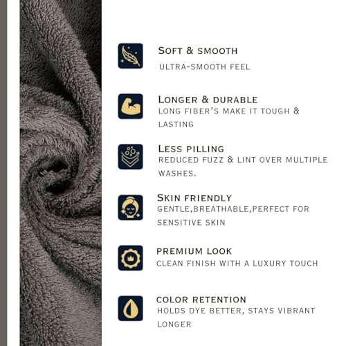 Image of Arvind 100% Cotton Towels for Bath | Towels for Bath Large Size | 500 GSM Bath Towel - Soft & Absorbent | 4 Piece Bath Towel for Men /Women | Urban Comfort | 70 cm x 140 cm - Dark Grey