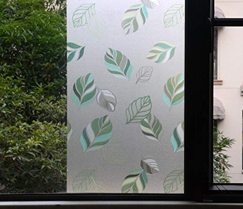 Image of VSUDO 1 Roll 17.7 inch by 78.7 inch Static Cling Window Film for Privacy, Leaf Pattern Window Tint for Home, Window Glass Sticker for Office (9.68 Sq. Ft Total)