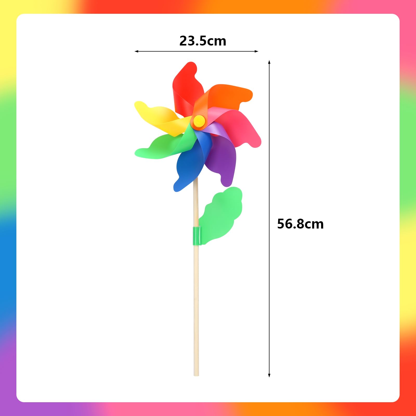 6pz Girandola a Vento da Giardino Arcobaleno Gioco Girandole per Bambini Mulino a Vento Riflettente Girandole Addobbi Arcobaleno PVC 56.8x23.5cm-per Decorazione Giardini Parco Idea Regalo