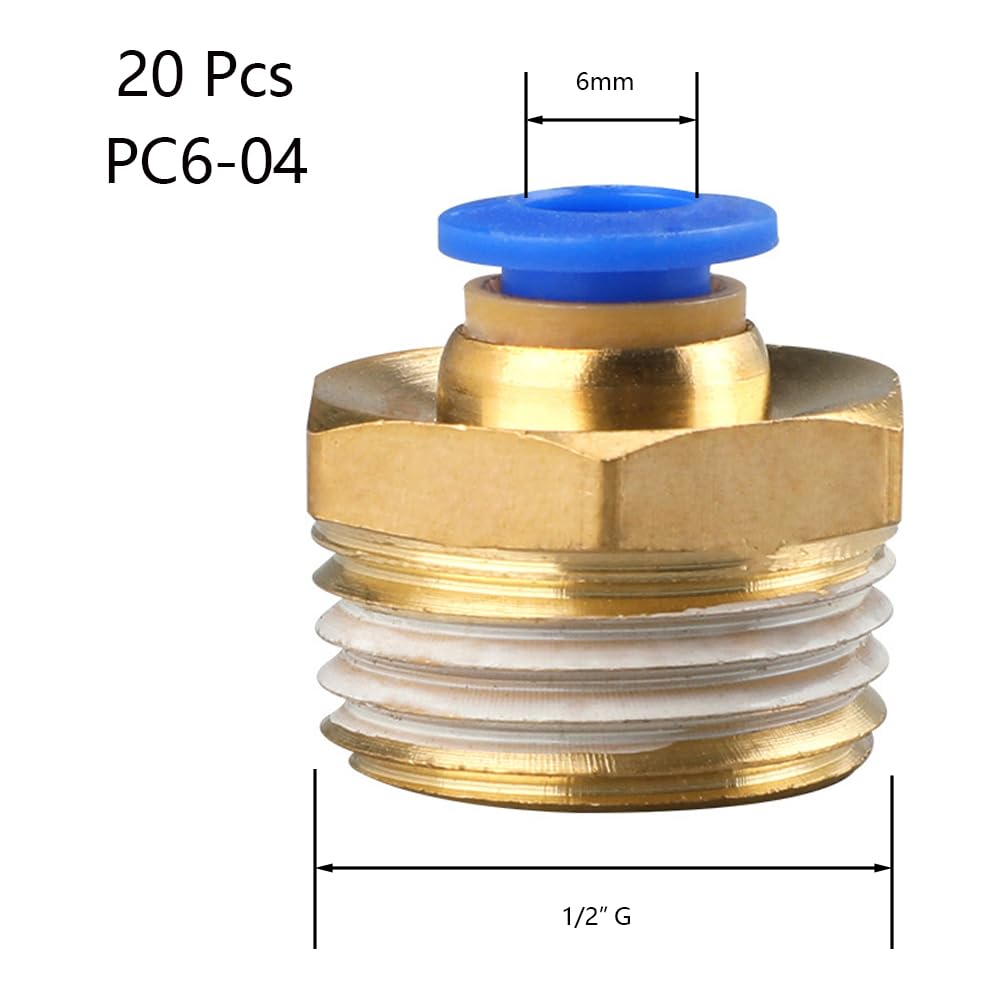 PC6-04 Push to Connect Fittings, 6mm Tube OD x 1/2